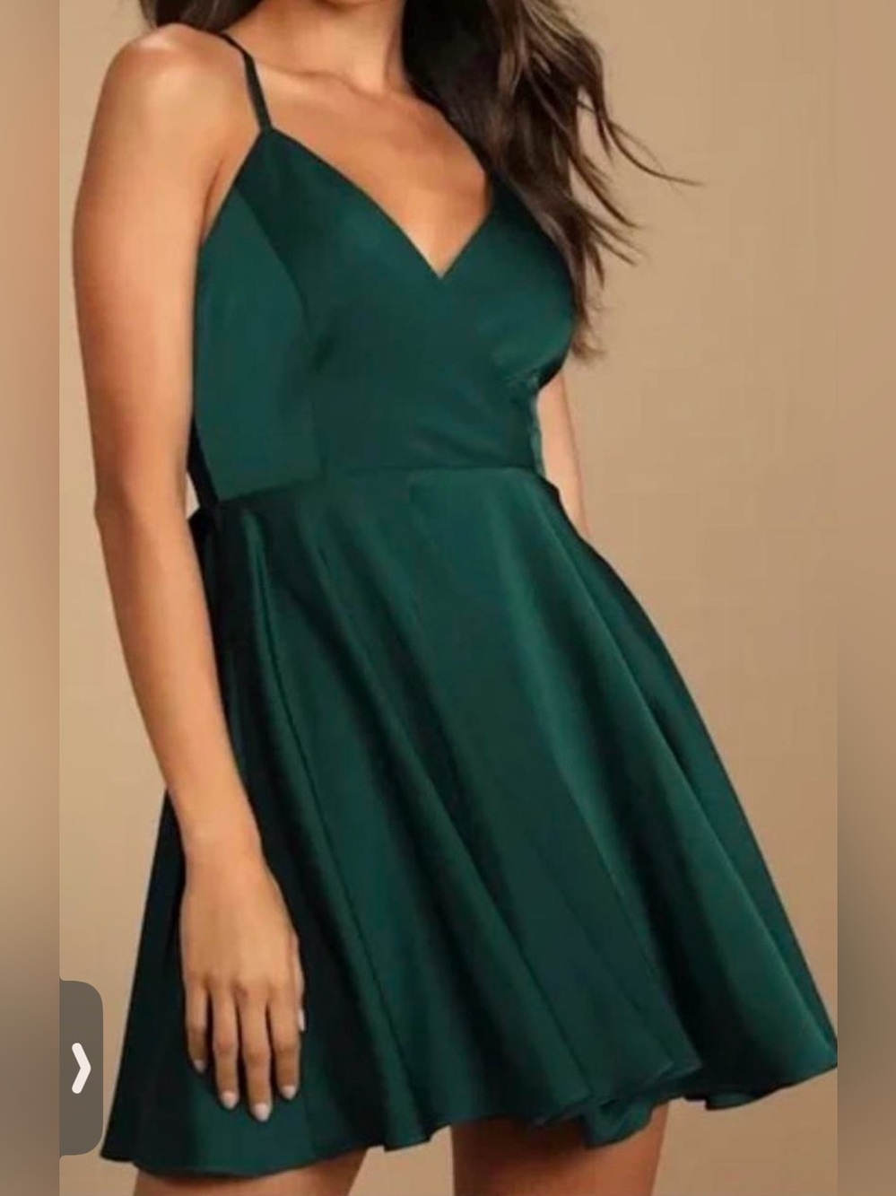 Lulus emerald Green V-Neck Spaghetti Strap Mini Dress / large